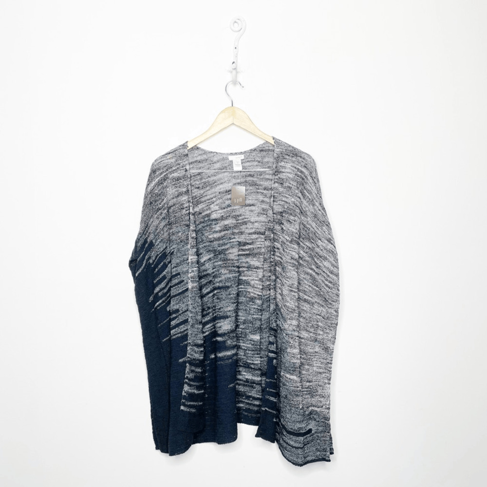 J. JILL PURE JILL Open front poncho sleeveless cardigan deep blue womens M/L NWT